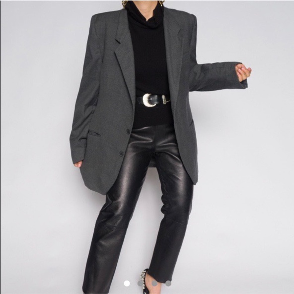 Vintage Woolmark Wool Charcoal Gray Boyfriend Blazer